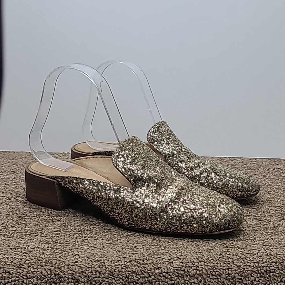 Madewell Willa Loafer Mule In Gold Glitter Sz 6.5 Women's